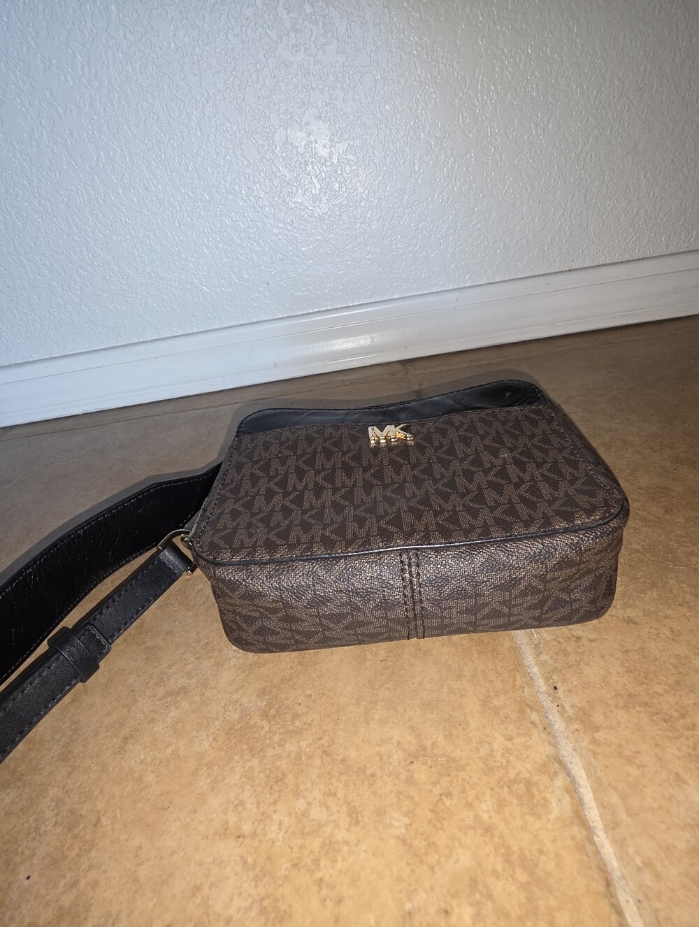 Michael Kors Brown MK Monogram Crossbody Bag - Picture 3 of 8
